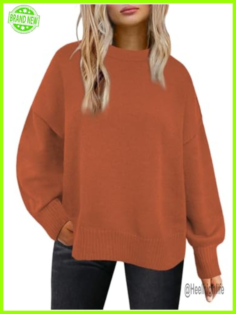Oversized Crewneck Sweater Pullover Loose Fit Long Sleeve Tunic Top